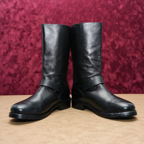 Free People Women Engineer Black Leather Buckle Moto Biker Boots sz 9 - Picture 2 of 7